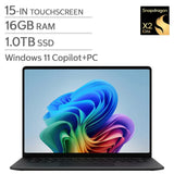 Microsoft Surface 15.0-in. Copilot+ PC Touchscreen Laptop, Qualcomm Snapdragon X2 Plus - 16GB RAM, 1 TB SSD - Black