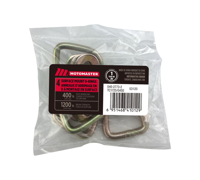 1,200-lb Light Duty D-Ring, Surface Mountable, 4-pk M993