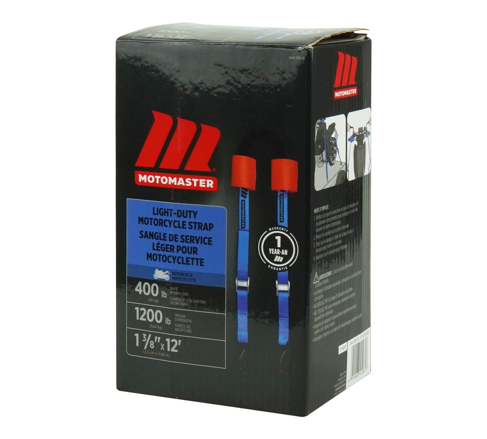 1,200-lb Motorcycle Tie Down Strap, 1 3/8-in x 12-ft