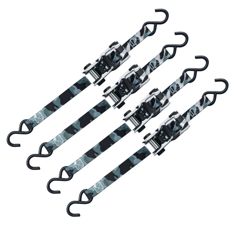 1,500-lb Snow Camo Ratchet Tie Down, 1-in x 10-ft (2.5 cm x 3.05 m), 4-pk Y3150