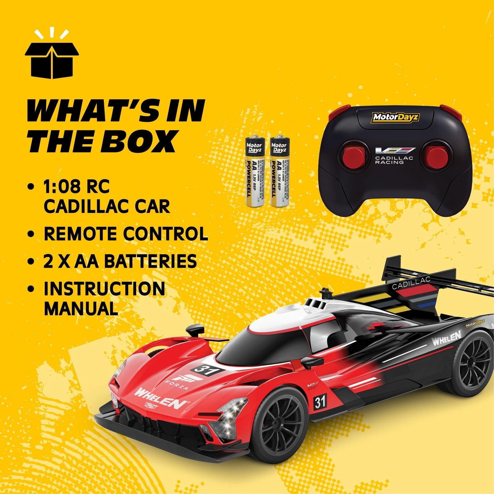 MotorDayz 1:8 R/C USB-Powered V-Series Forza Motorsport Cover Feature Toy Vehicle for Ages 6+
