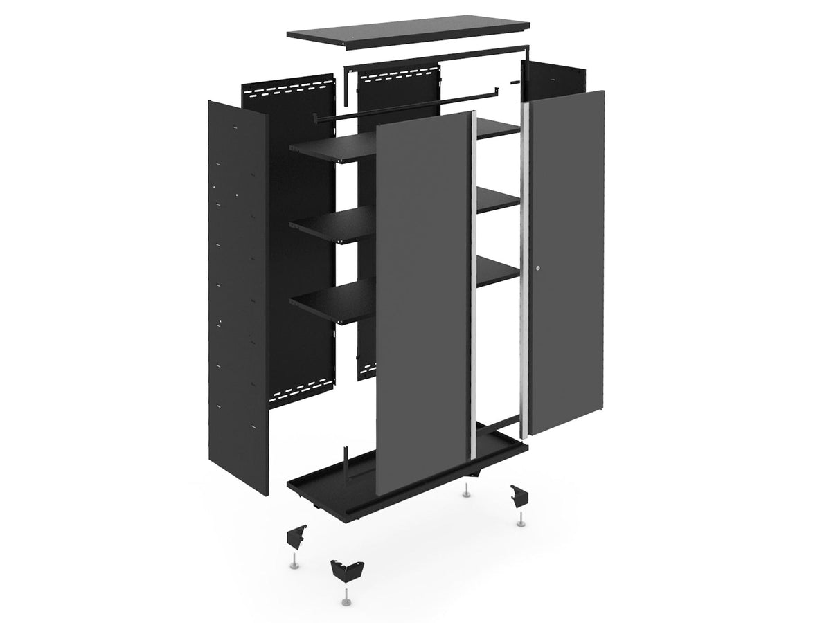 Bold Series Lockable 24-Gauge Steel RTA Storage Locker with 3 Shelves, Grey/Black, 36-in