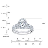 Oval Cut and Round Brilliant Diamond Halo Wedding Set (1.85 ctw)
