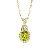 Oval Cut Peridot and Diamond Pendant (0.19 ctw)