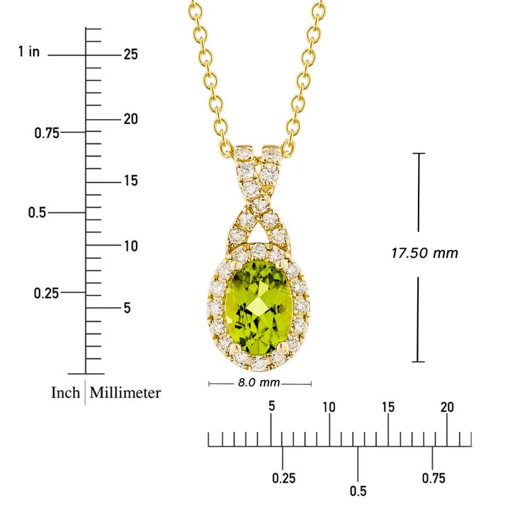 Oval Cut Peridot and Diamond Pendant (0.19 ctw)