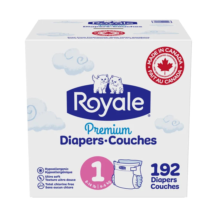Royale Premium Baby Diapers, Sizes 1 - 2 P8745