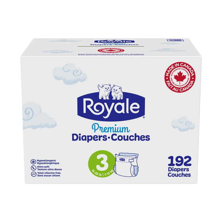 Royale Premium Baby Diapers, Sizes 3 - 6 Q808