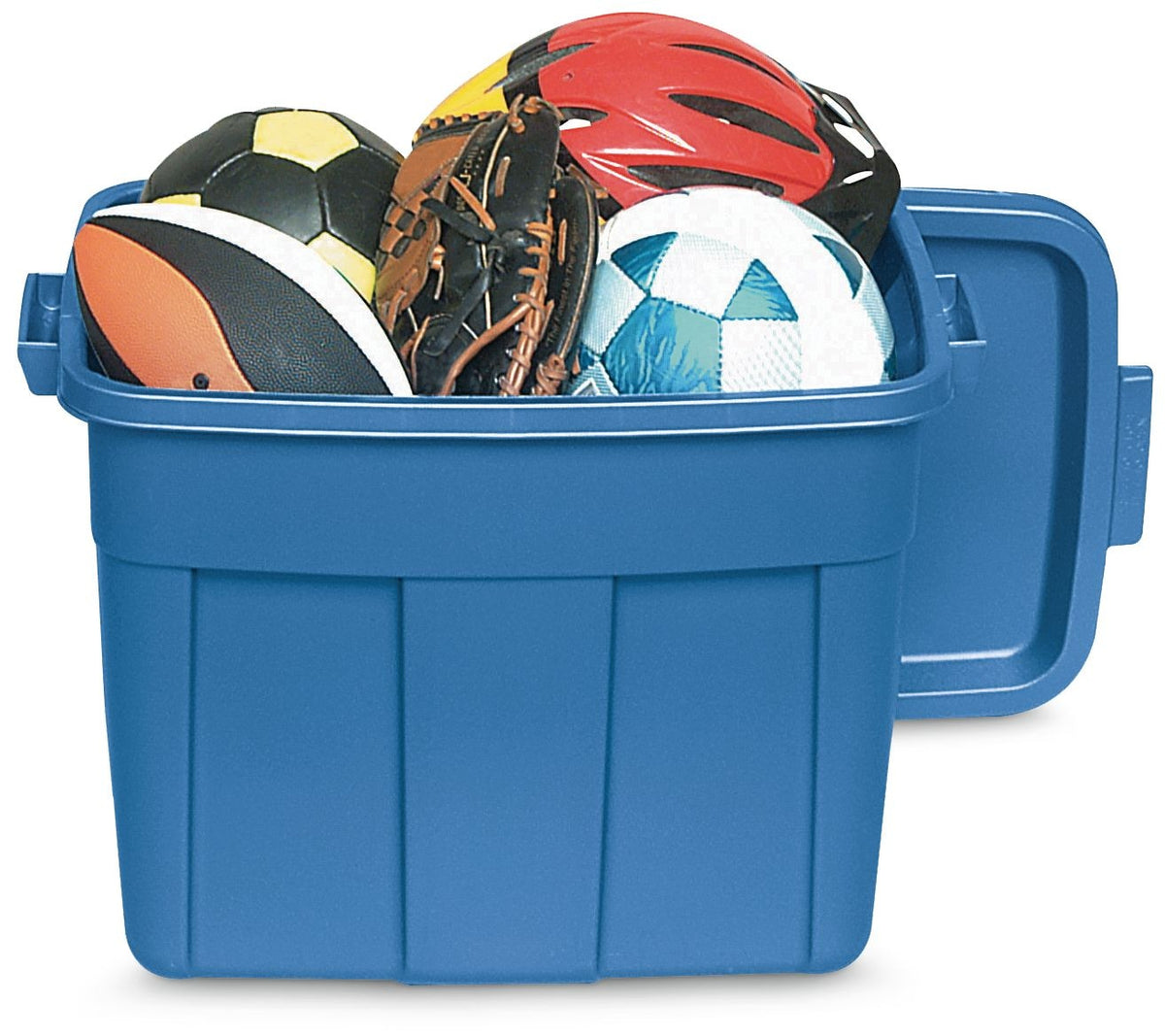 Roughneck Stackable Storage Box with Lid, 68-L, Blue