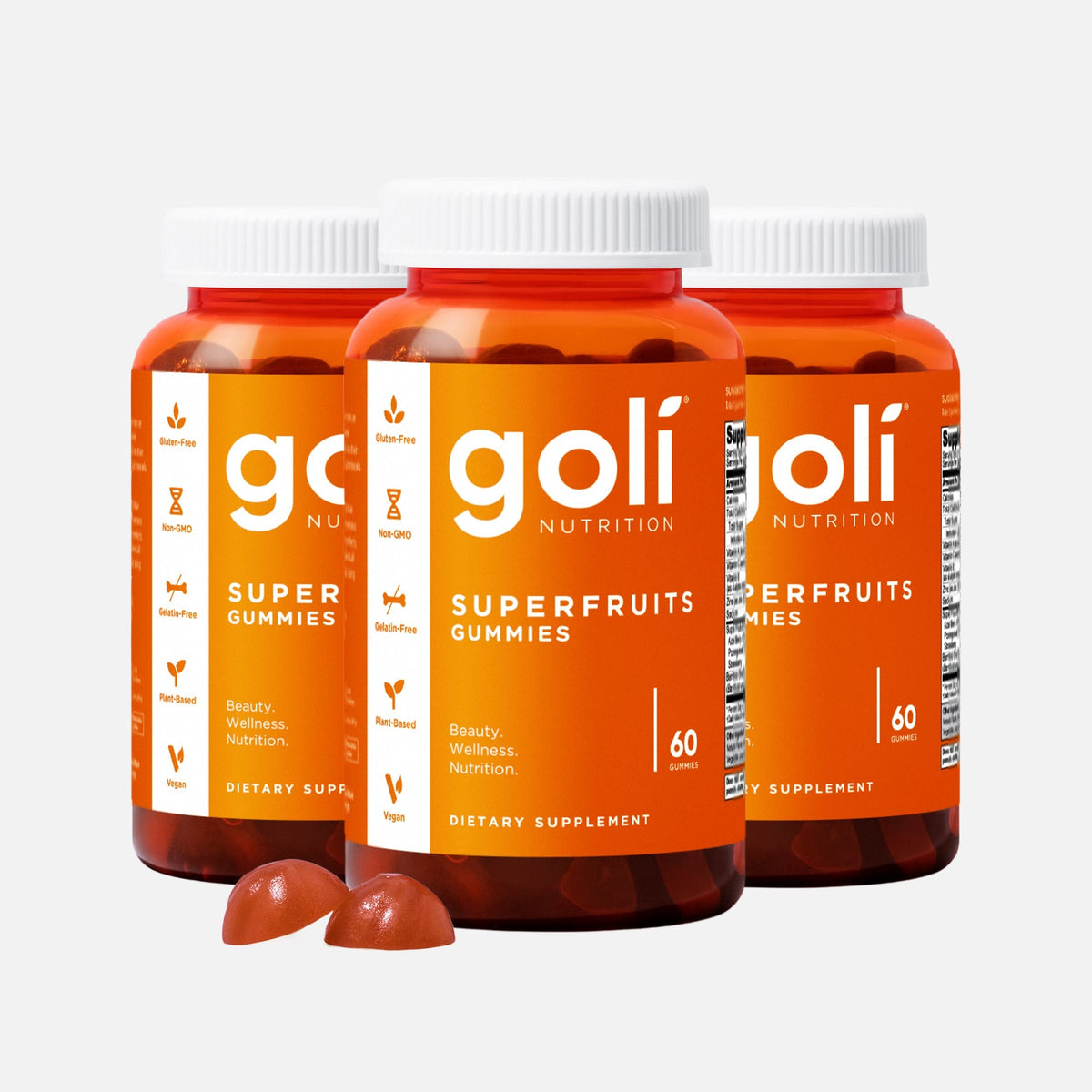 Goli 3 Jars of Superfruits Gummies — Collagen-Enhancing Superfruit and Nutrient Blend