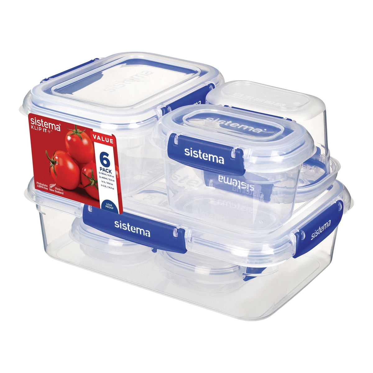Airtight Rectangular Food Storage Container Starter Set with Leakproof Seal, 12-pc