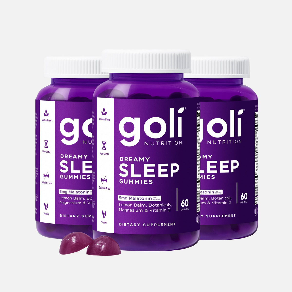 Goli 3 Jars of Sleep Gummies — Melatonin With Lemon Balm, Magnesium & Vitamin D