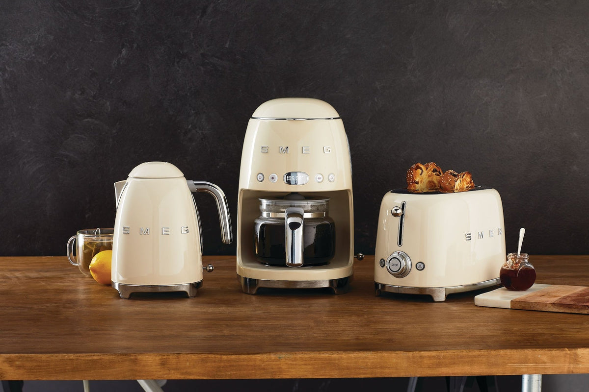 50s Retro Style Fix Temperature Countertop Kettle, 1400W, 1.7-L, Cream
