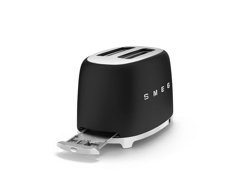 50's Retro Style Wide Slot Pop Up Electric Toaster with 6 Settings, 2-Slices, Matte Black A7674