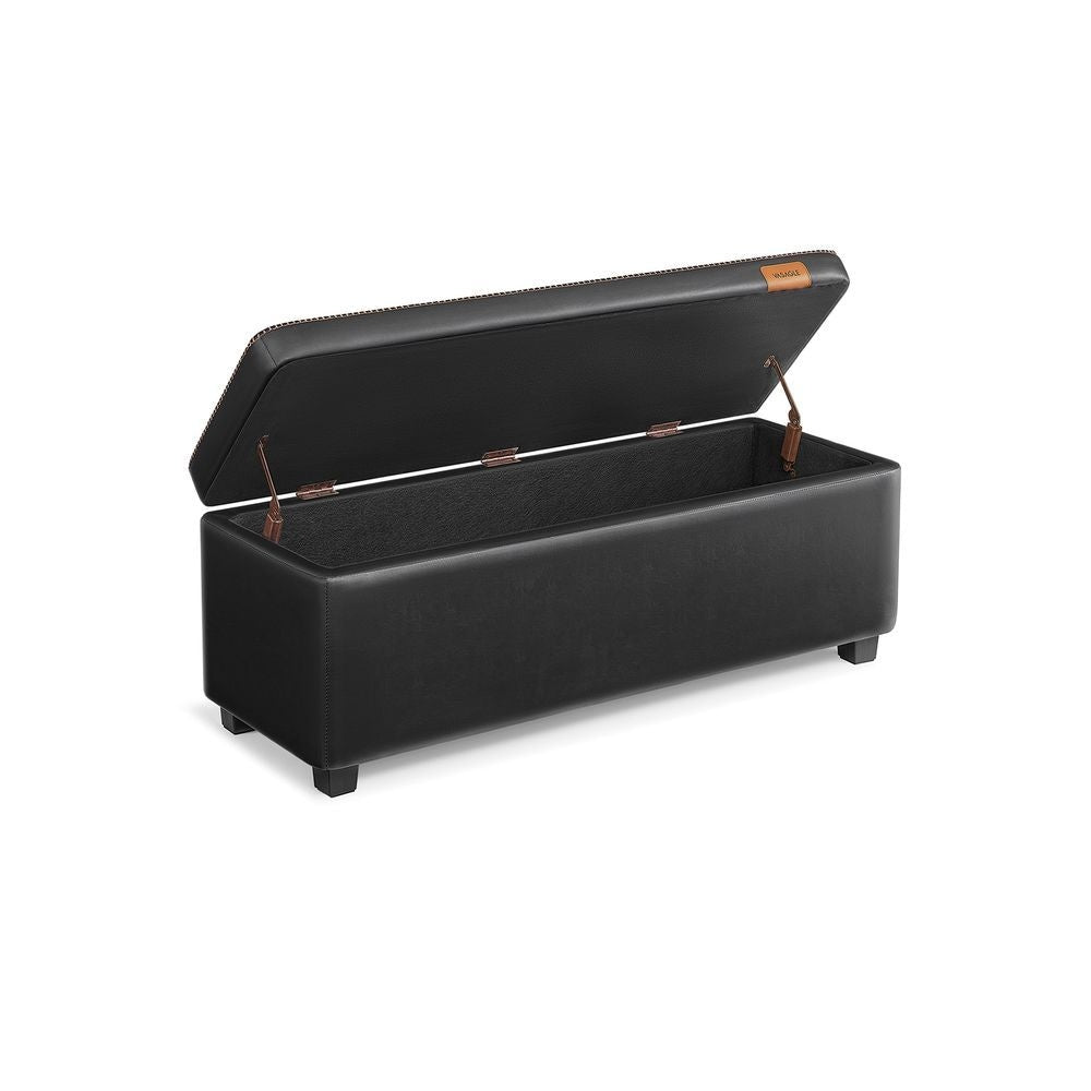 Home Deep Mid-Century Modern Black Storage Ottoman