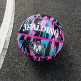 Marble Series 4Her Outdoor Rubber Basketball, Size 6 (28.5-in), Black/Pink
