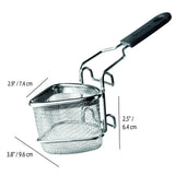 Stainless Steel 2-Way Draining Fondue Cooking Basket with Heat-Resistant Handle, 3.7-in