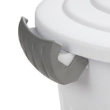 Plastic Round Latching Utility Garbage Can, White, 23-L