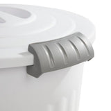 Plastic Round Latching Utility Garbage Can, White, 23-L