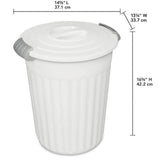Plastic Round Latching Utility Garbage Can, White, 23-L