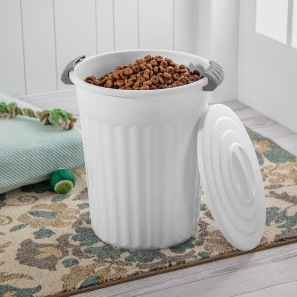 Plastic Round Latching Utility Garbage Can, White, 23-L