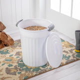 Plastic Round Latching Utility Garbage Can, White, 23-L