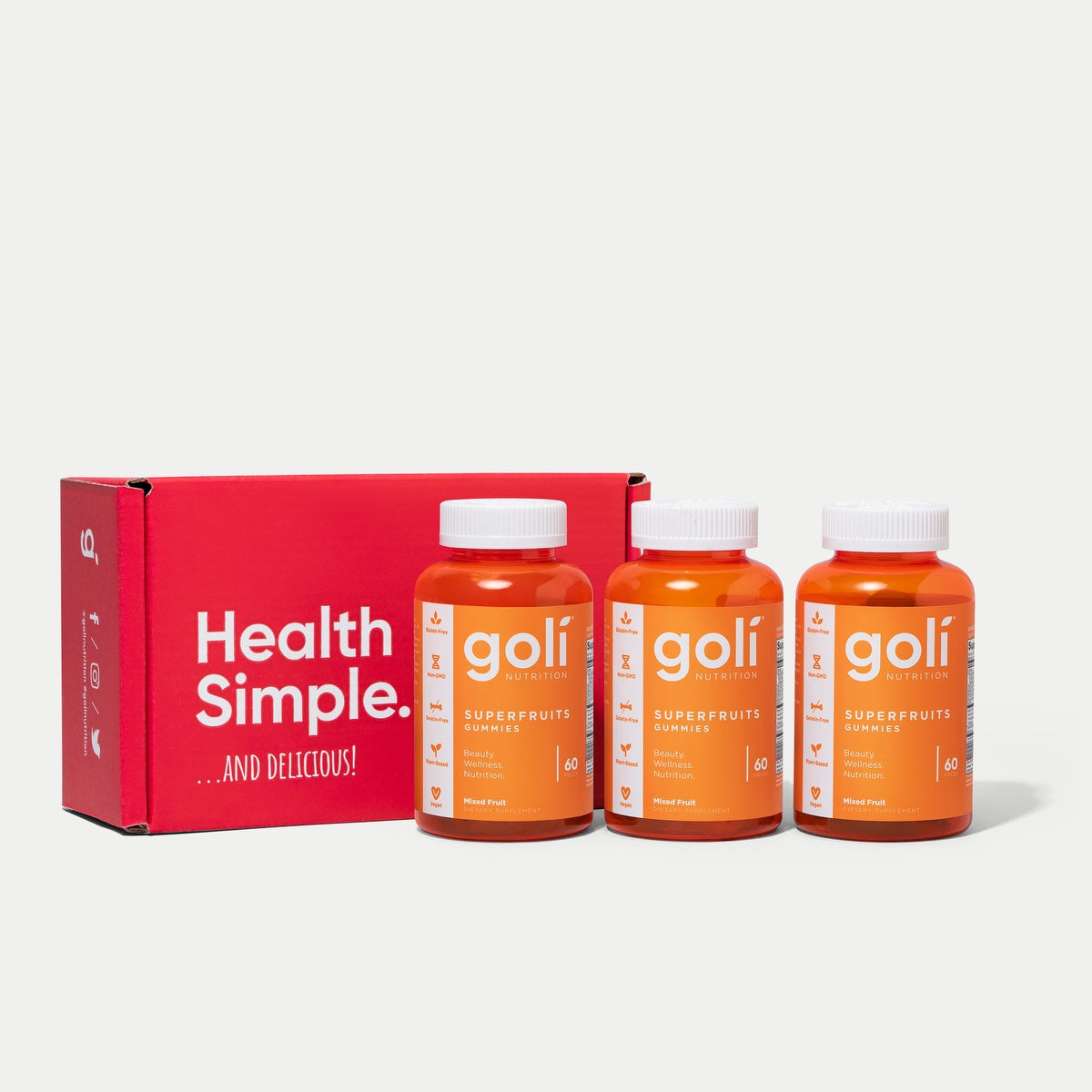 Goli 3 Jars of Superfruits Gummies, Loyalty Bonus — Collagen-Enhancing Superfruit Blend