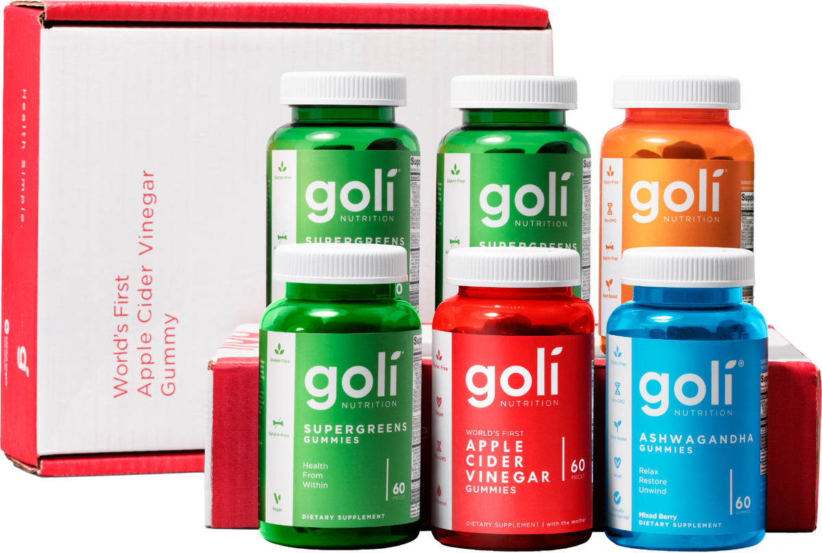 Goli Bundle Pack - Supergreens, ACV, Ashwa & Superfruits — Vegan, Gluten-Free Gummies