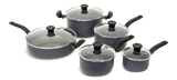 Hard Titanium Cookware Set, Non-stick, Dishwasher & Oven Safe, Grey, 10-pc