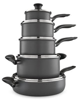 Hard Titanium Cookware Set, Non-stick, Dishwasher & Oven Safe, Grey, 10-pc
