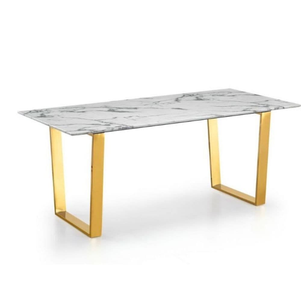 Rectangle Faux Marble Dining Table