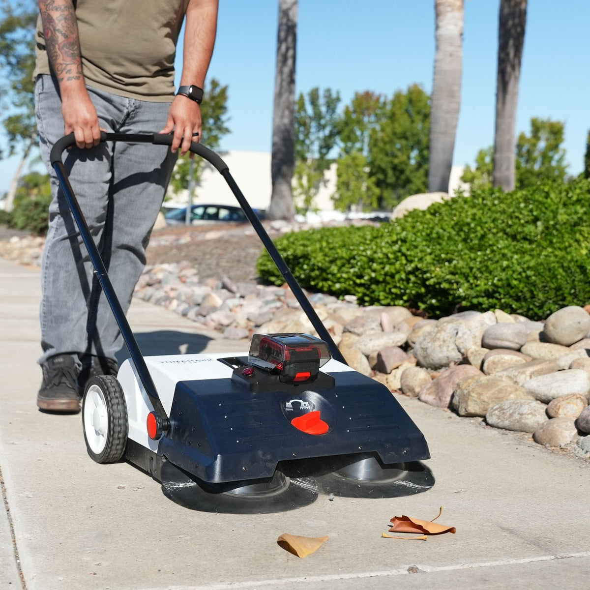 Electric Battery-Powered Push Sweeper, 22-in