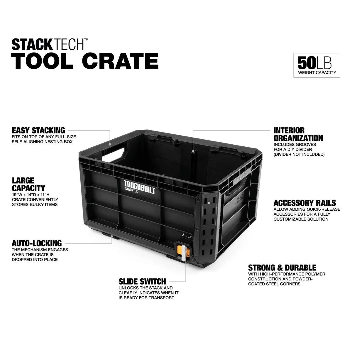 Auto-Locking Tool Storage Crate