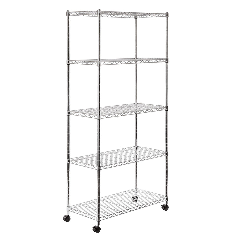 5-Tier Steel Wire Shelving, 30-in x 14-in x 60-in, Chrome B74