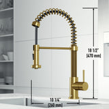 Edison Single Handle Pull Down Sprayer Kitchen Faucet, Matte Gold