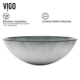 Glass Simply Silver Bathroom Sink/Basin Set with Niko Faucet and Round Vessel