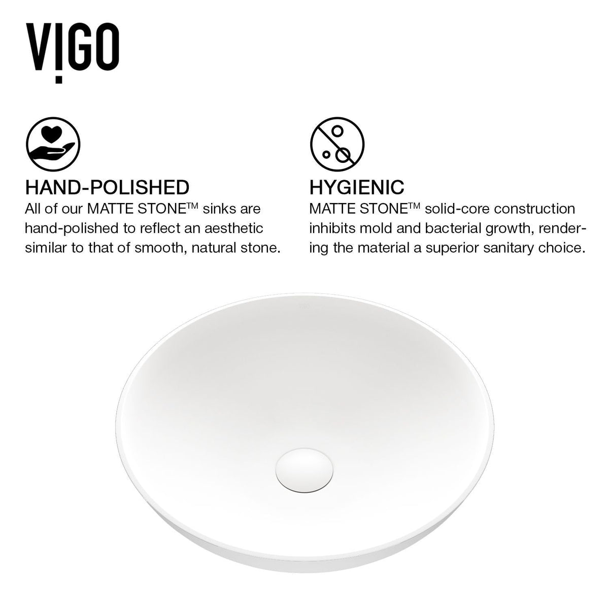 Lotus Matte Stone Round Composite Vessel Bathroom Sink/Basin with Deep Bowl, White
