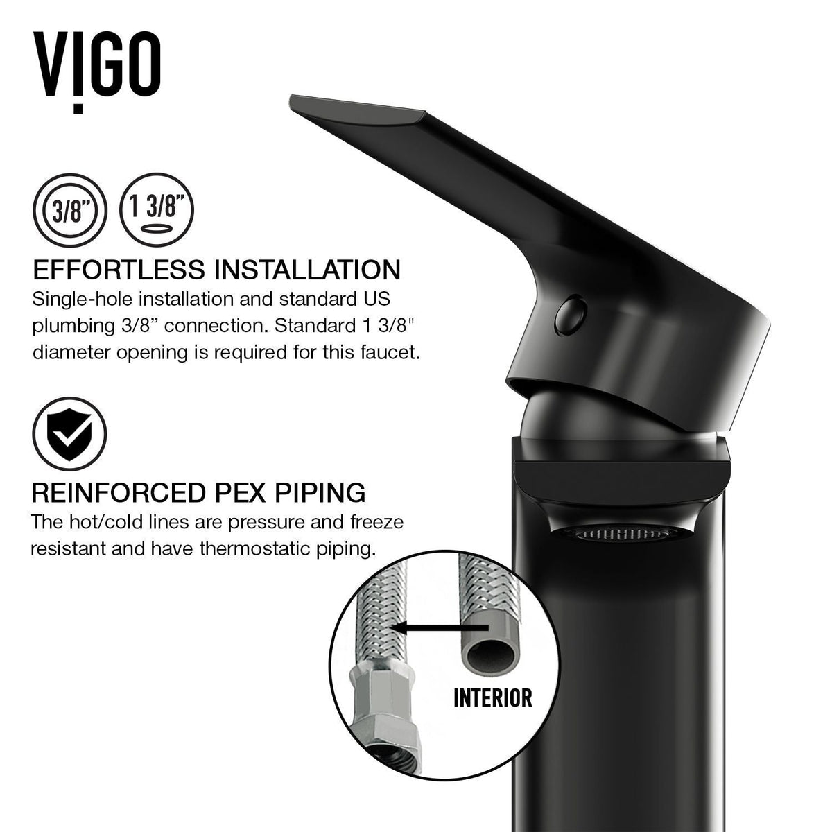 Norfolk Single Handle Vessel Bathroom Sink Faucet, WaterSense Certified, Matte Black