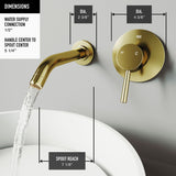 Olus Wall Mount Single Lever Bathroom Sink Faucet, WaterSense Certified, Matte BGold