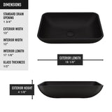 Sottile Rectangular Vessel Bathroom Sink/Basin with Deep Bowl, Black