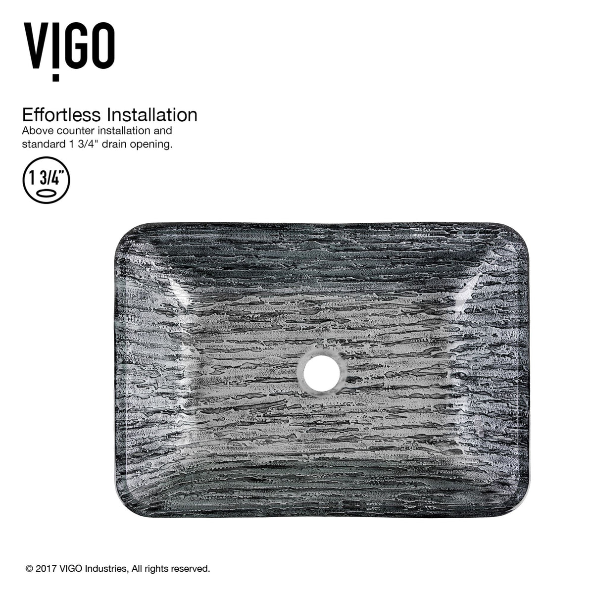 Titanium Glass Slate Grey Bathroom Sink/Basin Set with Niko Faucet and Rectangular Vessel