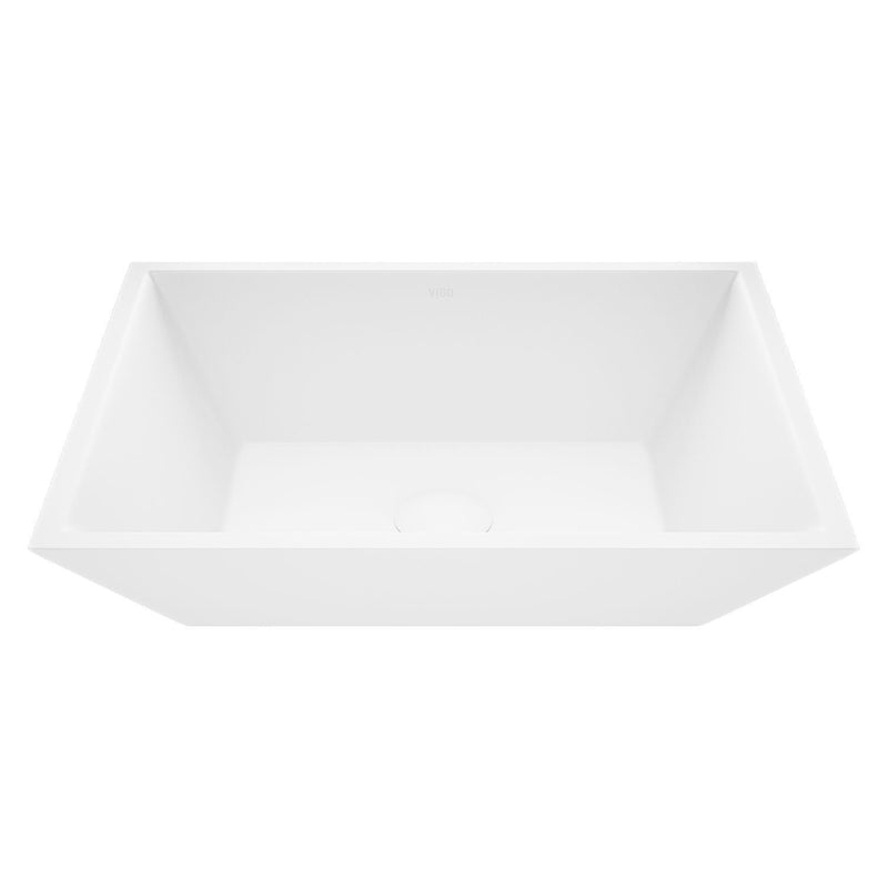 Vinca Matte Stone Vessel Bathroom Sink/Basin with Deep Bowl, White Q4463