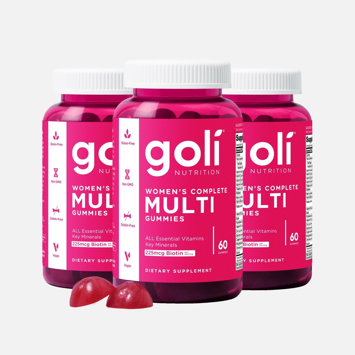 Goli 3 Bottles of Women's Multi Gummies — 18 Nutrients with Biotin, 13 Essential Vitamins