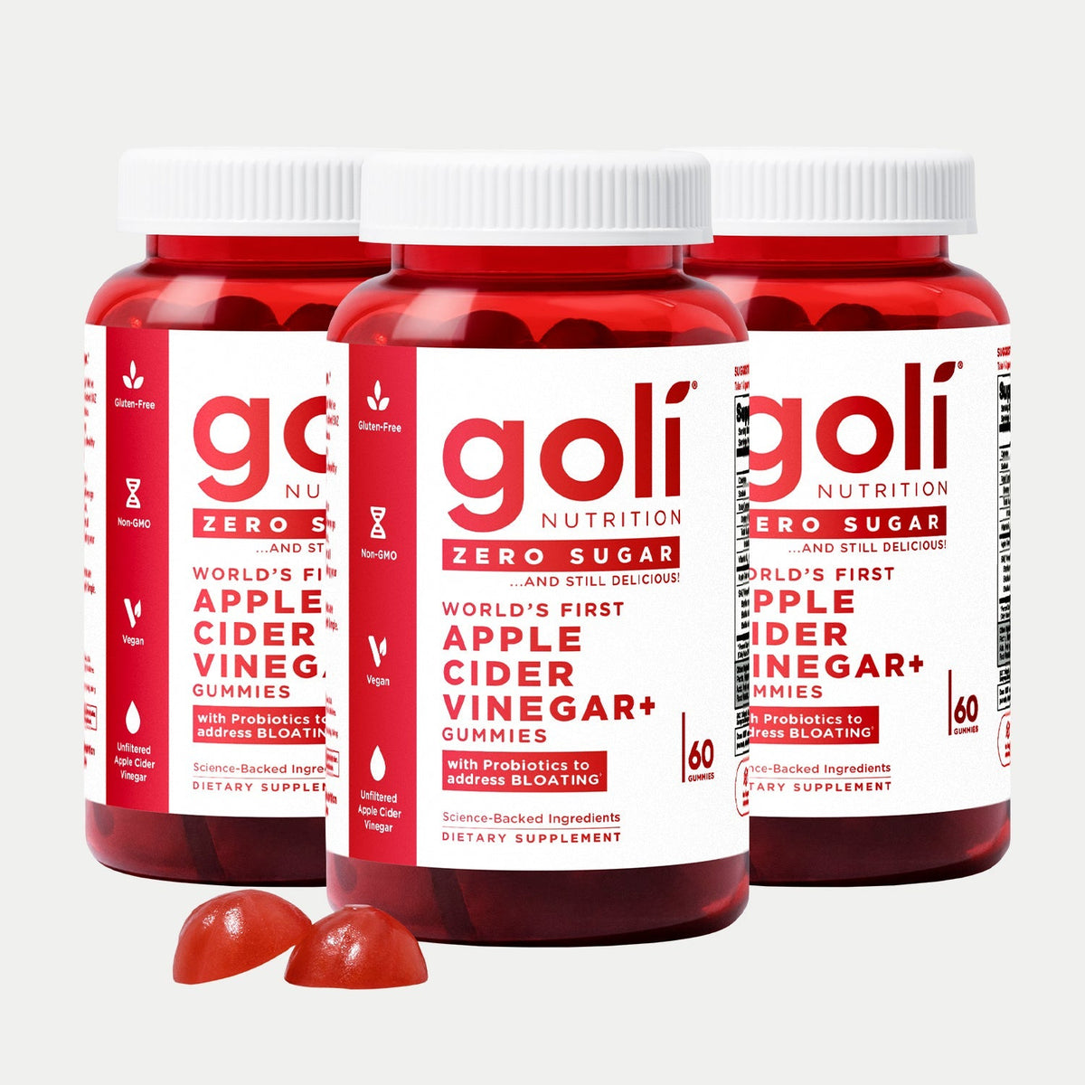 Goli® Zero Sugar ACV+ Gummies- FBM With SNZ Tribac® Probiotic Blend And Vitamin B12